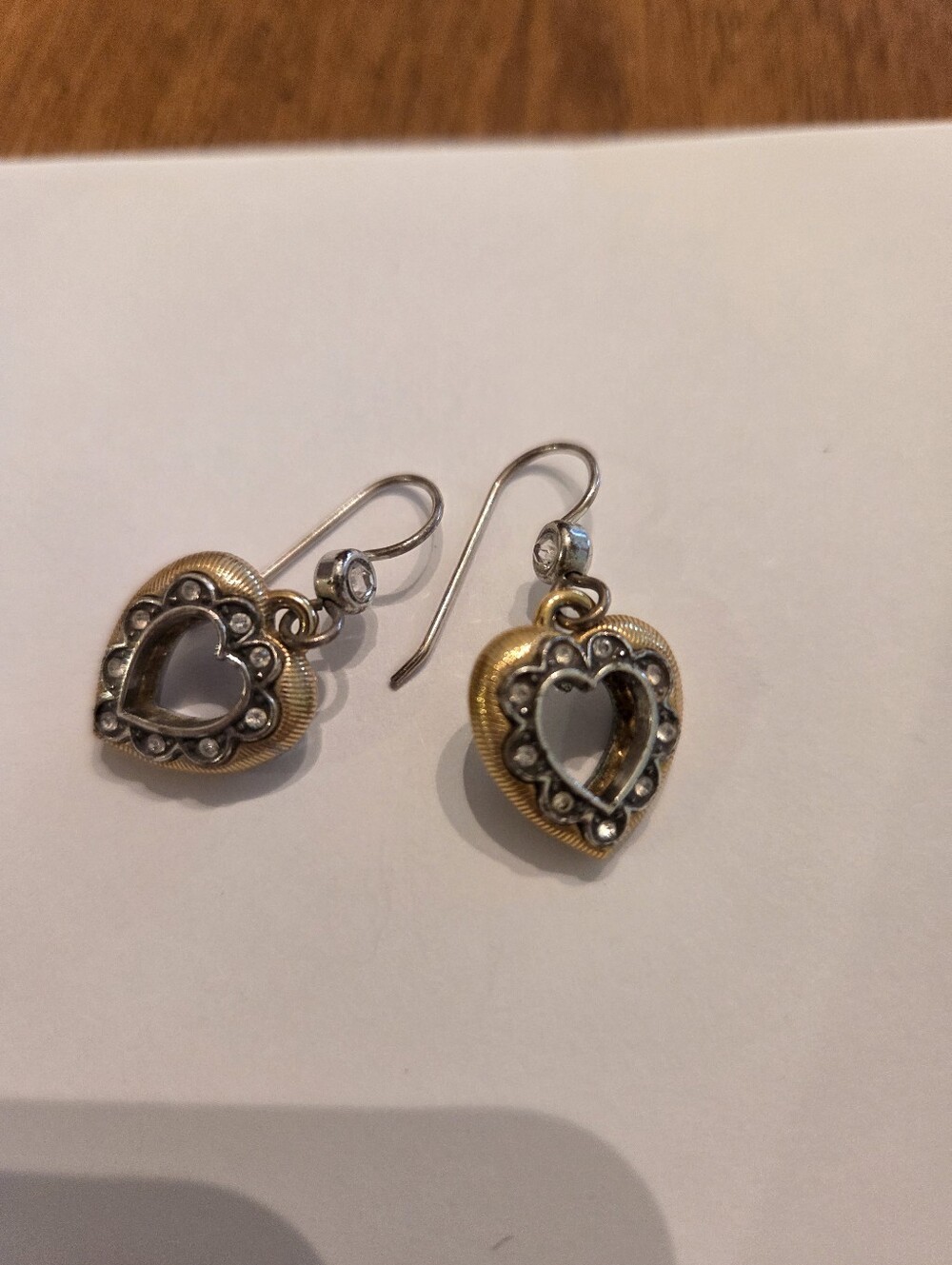 BRIGHTON -Heart Drop Two-Tone Dangle Earrings - Gold & Silver